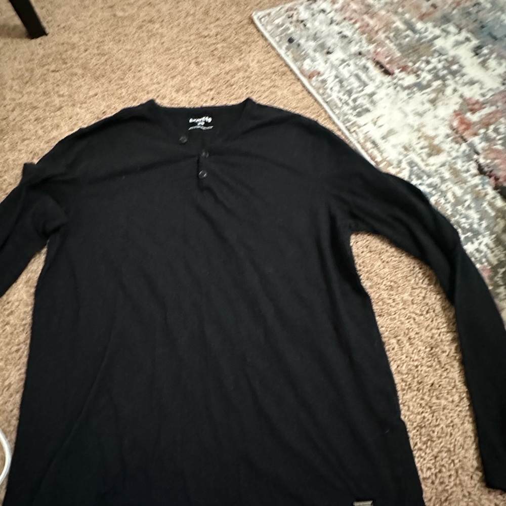 Express Black Long Sleeve Henley Shirt